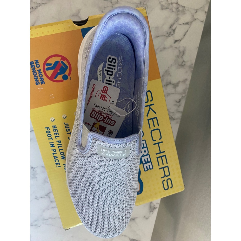 Skechers Go Walk Arch Fit Joy Stefani Hands Free Slip-ins Light Gray 126303 LTGY - Picture 4 of 9